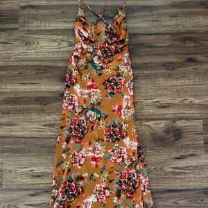 NEW Floral Satin Midi Dress